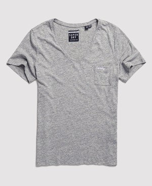 Superdry Orange Label Essential V-Neck Női Pólók Szürke | PFXBG6731